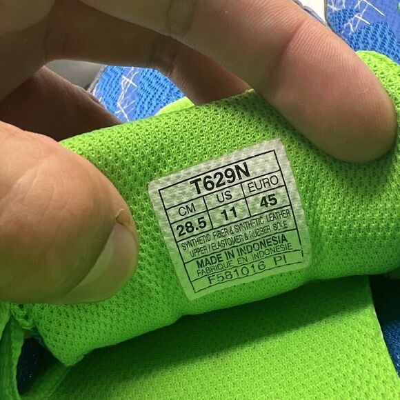 Asics Mens T629N Super Feather Weight Running Shoe Neon Blue & Green Size 11 - Picture 10 of 10